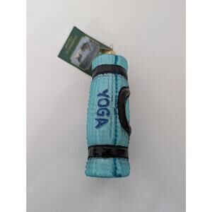 Old World Christmas Yoga Mat Glass Ornament Light Blue Fitness Zen